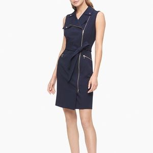 EUC- Calvin Klein Moto Sleeveless Sheath Dress